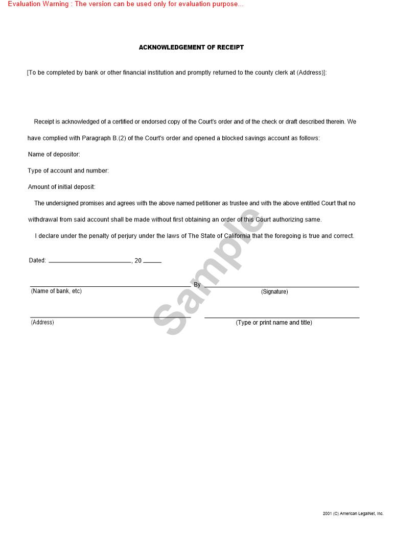 Acknowledgement Of Receipt | Pdf Fpdf Doc Docx | California