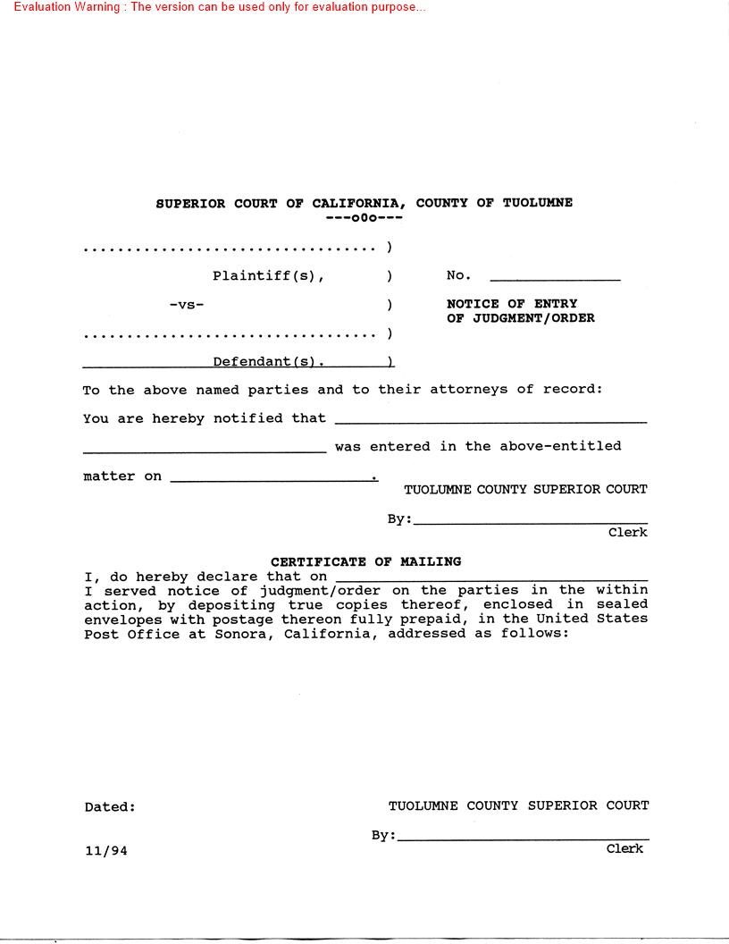 Notice Of Entry Of Judgment Order | Pdf Fpdf Doc Docx | California
