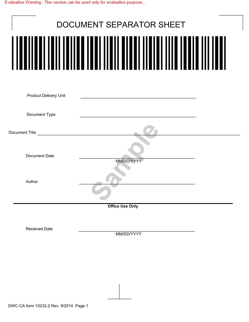 Document Separator Sheet {DWC-CA 10232.2} | Pdf Fpdf Docx | California