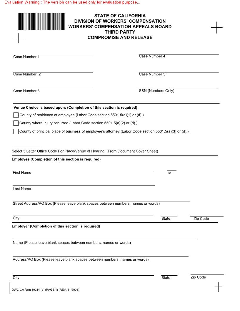 Third Party Compromise And Release {DWC-CA 10214(e)} | Pdf Fpdf Docx | California