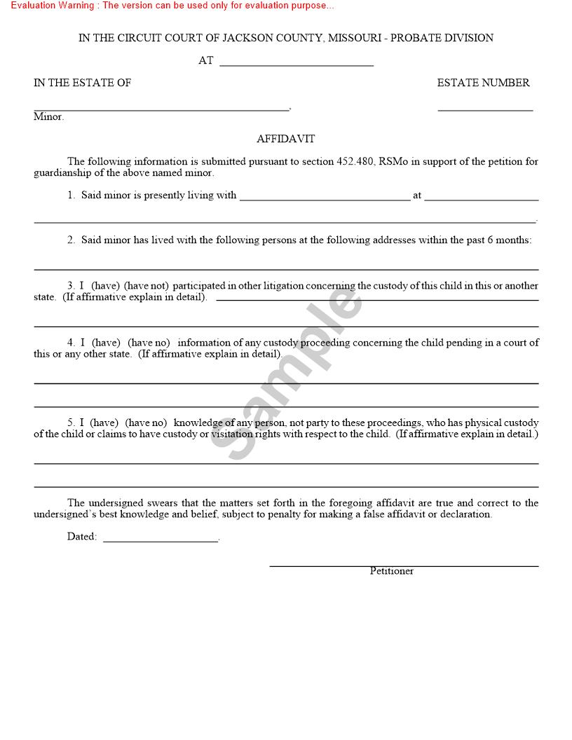 Affidavit {10320B} | Pdf Fpdf Doc Docx | Missouri