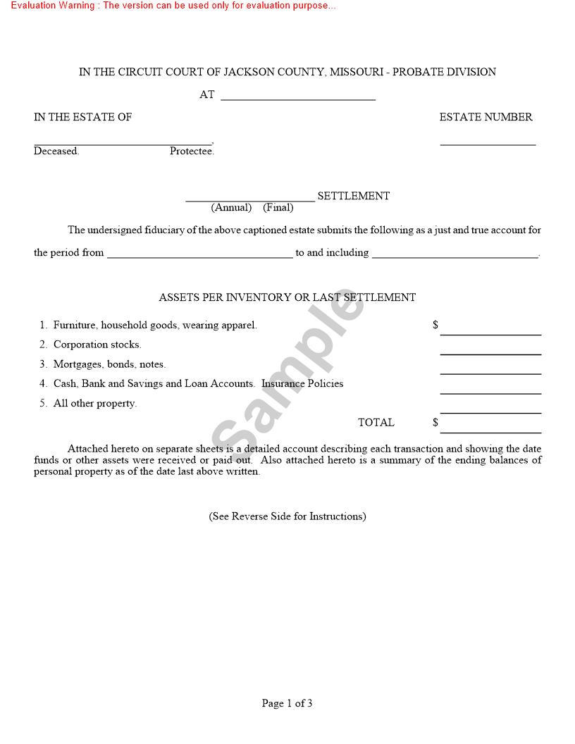 Annual - Final Settlement {10559} |  | Missouri