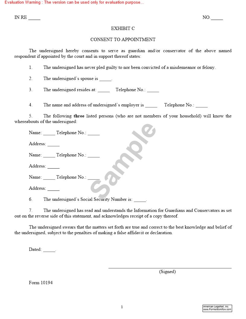 Exhibit C Consent To Appointment  {10194} | Pdf Fpdf Doc Docx | Missouri