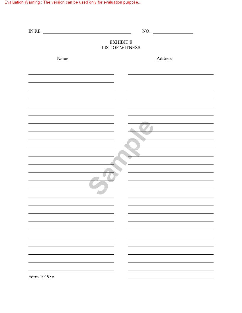 Exhibit E List Of Witness {10193e} | Pdf Fpdf Doc Docx | Missouri