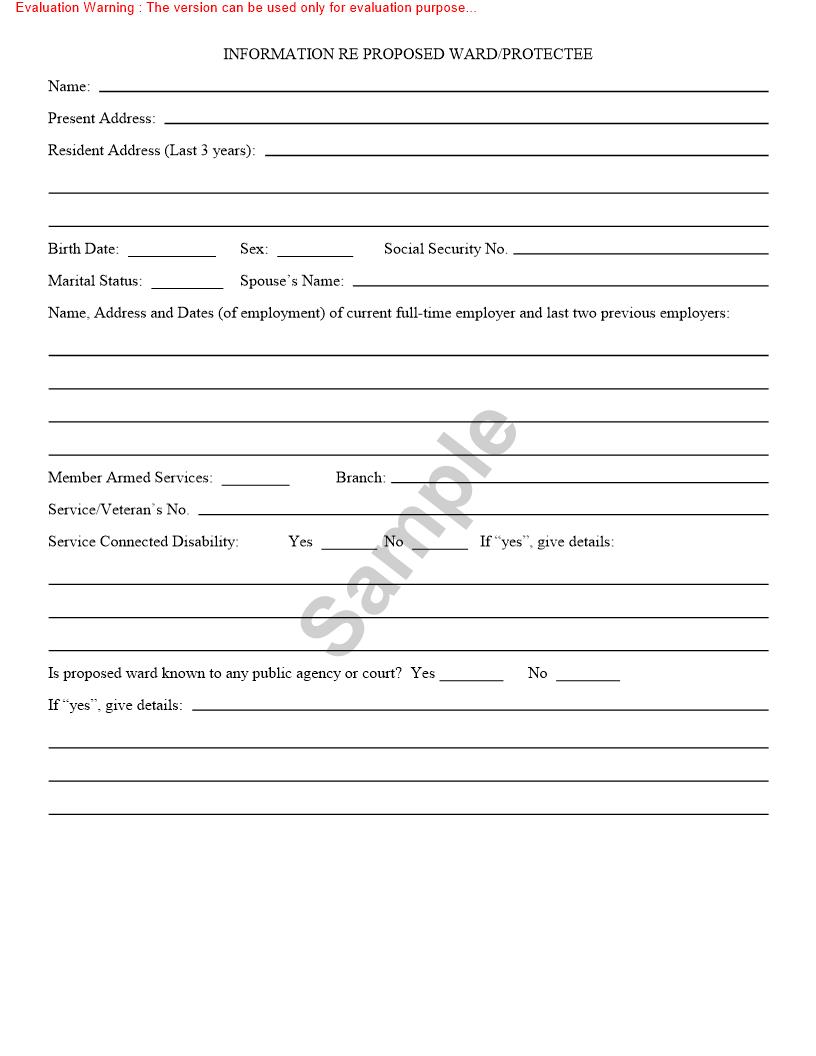 Information RE Proposed Ward - Protectee {10320a} | Pdf Fpdf Doc Docx | Missouri