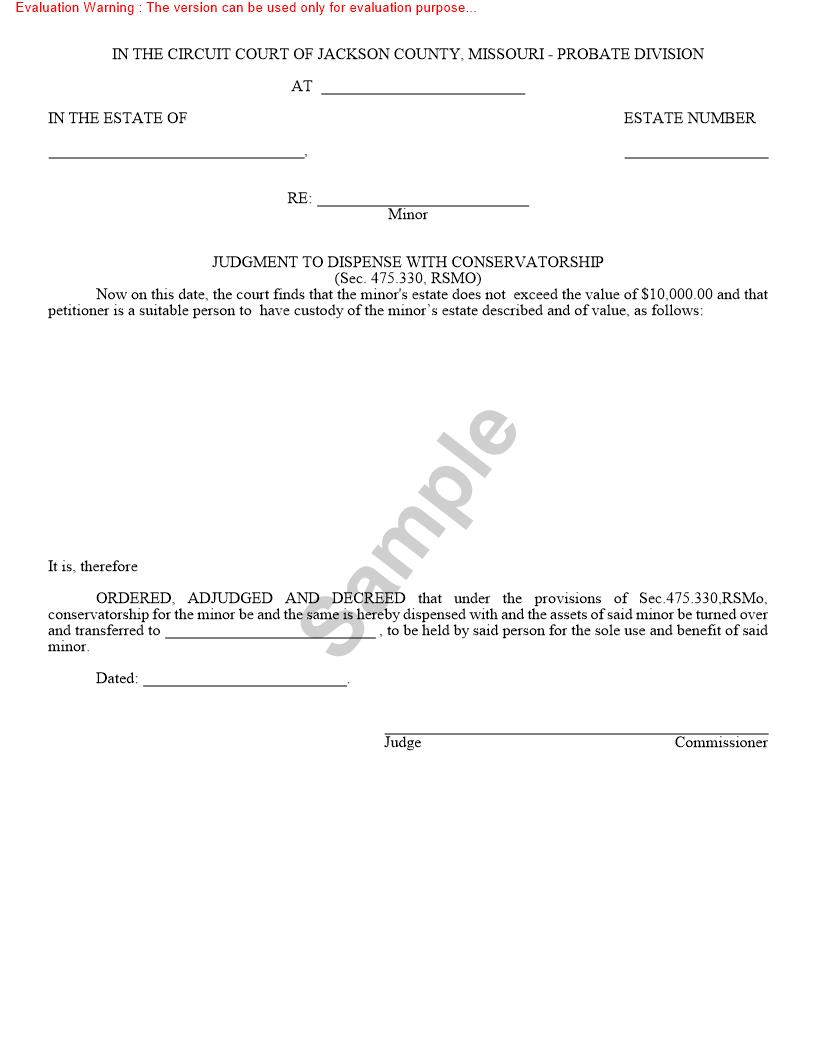 Judgment To Dispense With Conservatorship {10325} | Pdf Fpdf Doc Docx | Missouri