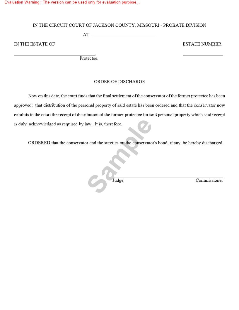 Order Of Discharge {10333} | Pdf Fpdf Doc Docx | Missouri