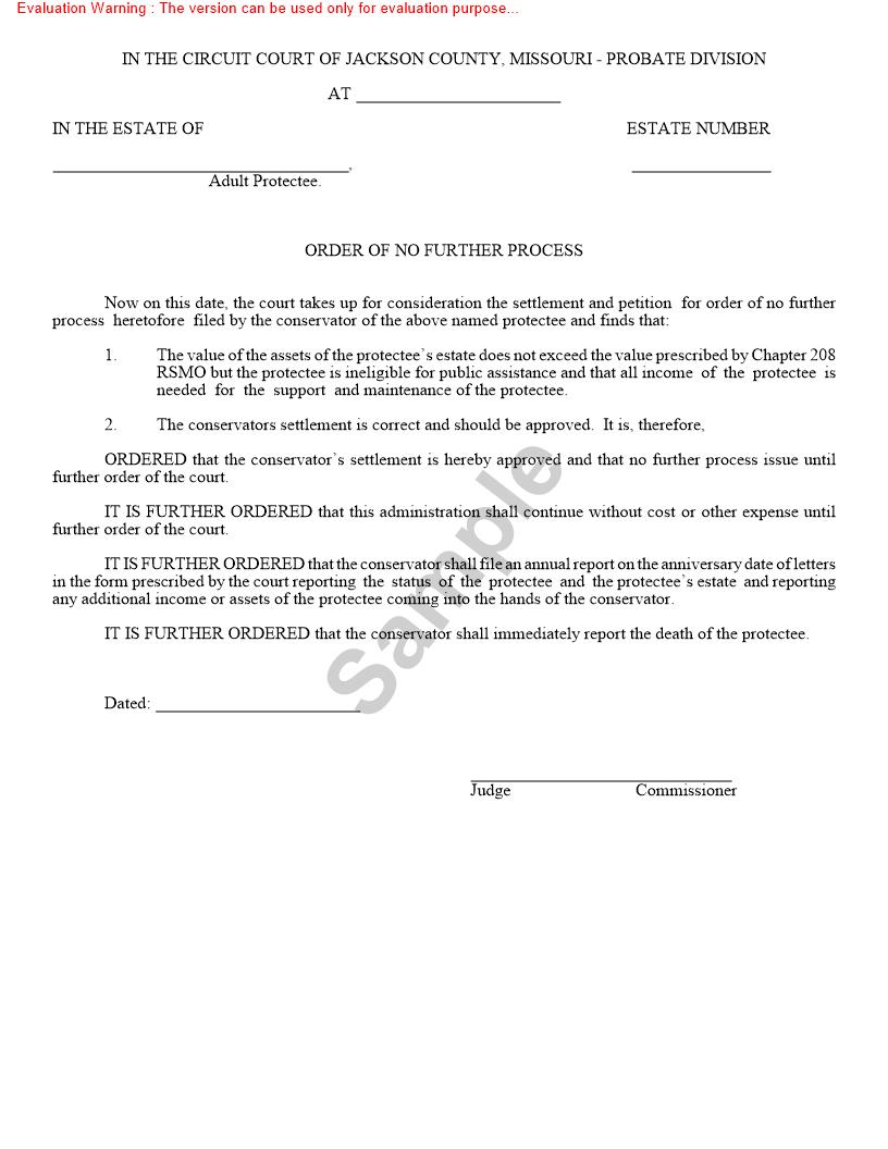 Order Of No Further Process {10213} | Pdf Fpdf Doc Docx | Missouri