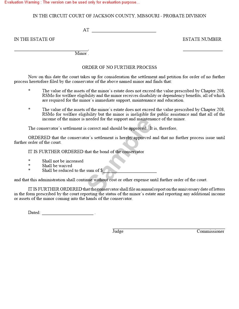 Order Of No Further Process {10335a} | Pdf Fpdf Doc Docx | Missouri