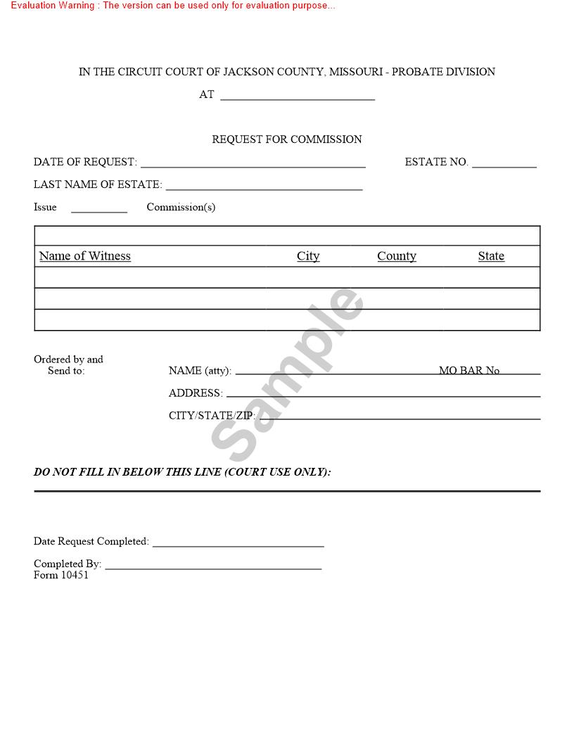Request For Commission {10451} | Pdf Fpdf Doc Docx | Missouri