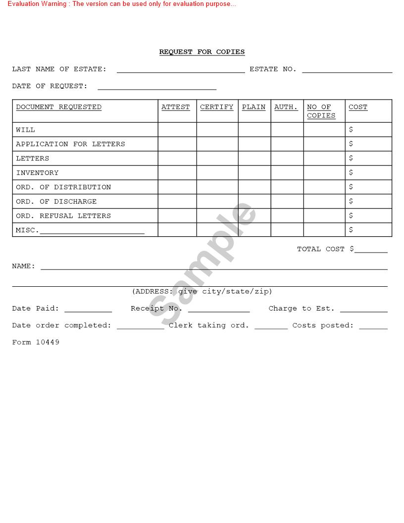 Request For Copies {10449} | Pdf Fpdf Doc Docx | Missouri